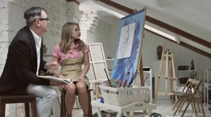 Пожилой учитель соблазнил грязную блондинку