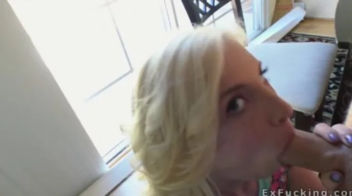 Блондиночку по-тихому выебал хозяин дома