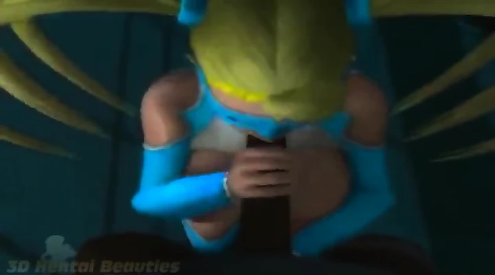 Грудастая телка дрочит и сосет член мультяшного персонажа