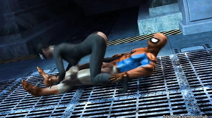 Спайдермен трахает женщину-кошку в тугую пизденку